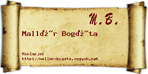 Mallár Bogáta névjegykártya